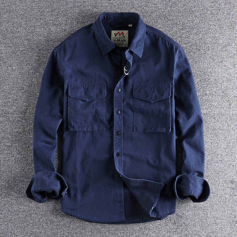 Men's cotton shirt with practical chest pockets and button-down collar Lisslune