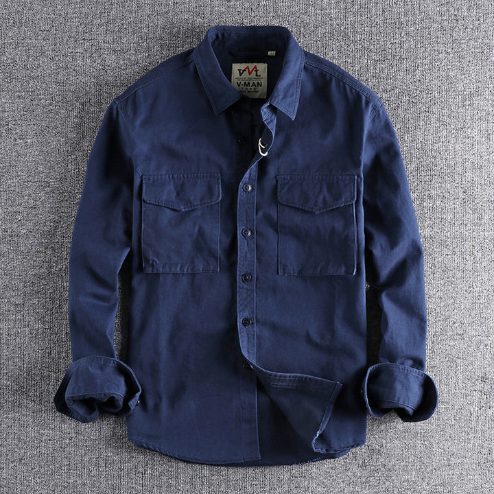 Men's cotton shirt with practical chest pockets and button-down collar Lisslune