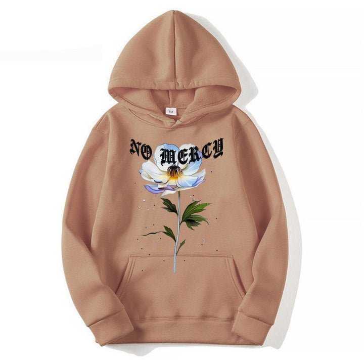 Women's hoodie with floral print and prominent lettering Lisslune