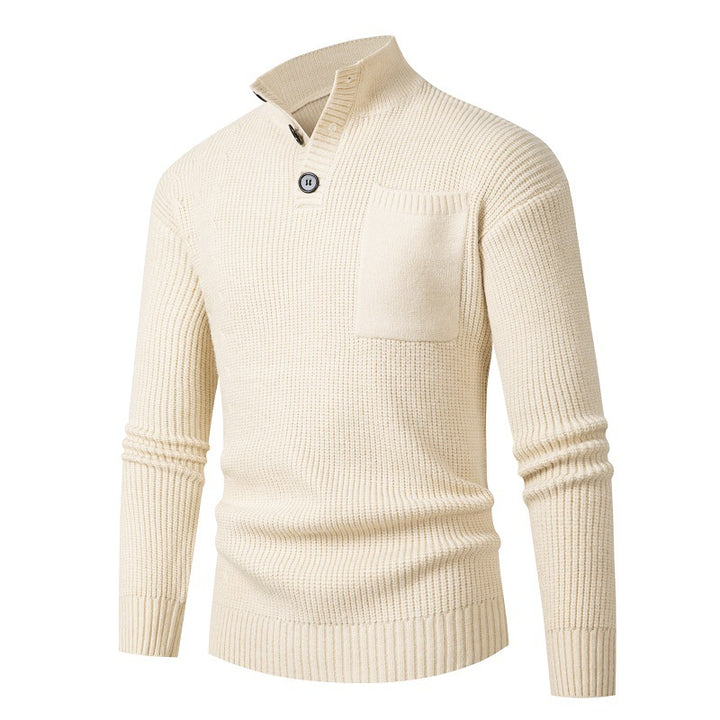 Men's High-Quality Sweater with Modal Pattern and Chest Pocket Lisslune