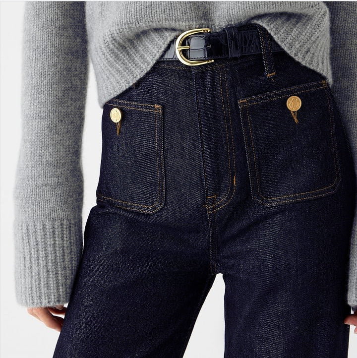 Damen Weite Komfortable Jeans mit hohen Bund Lisslune