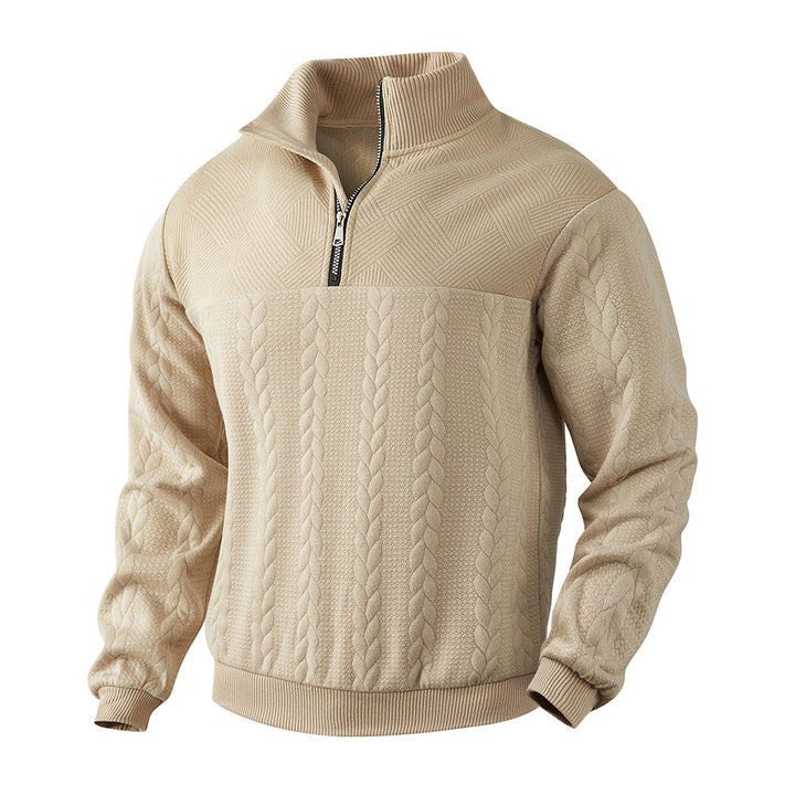 Men's elegant knitted pullover with half-closed zipper and textured design Lisslune