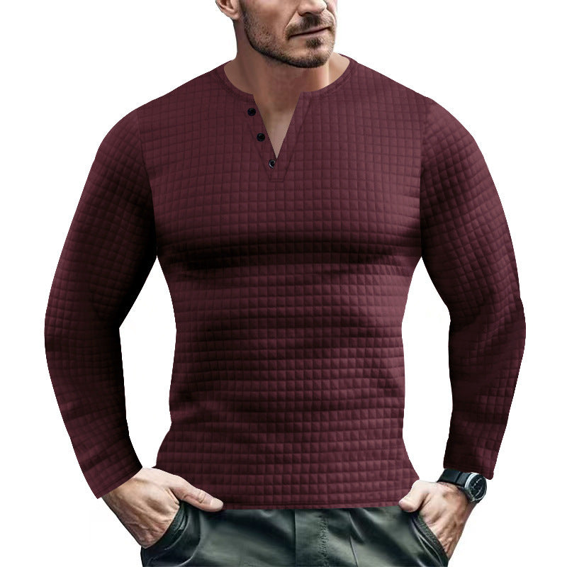 Men's Long Sleeve Shirt with Textured Design and Fashionable Button Closure Lisslune