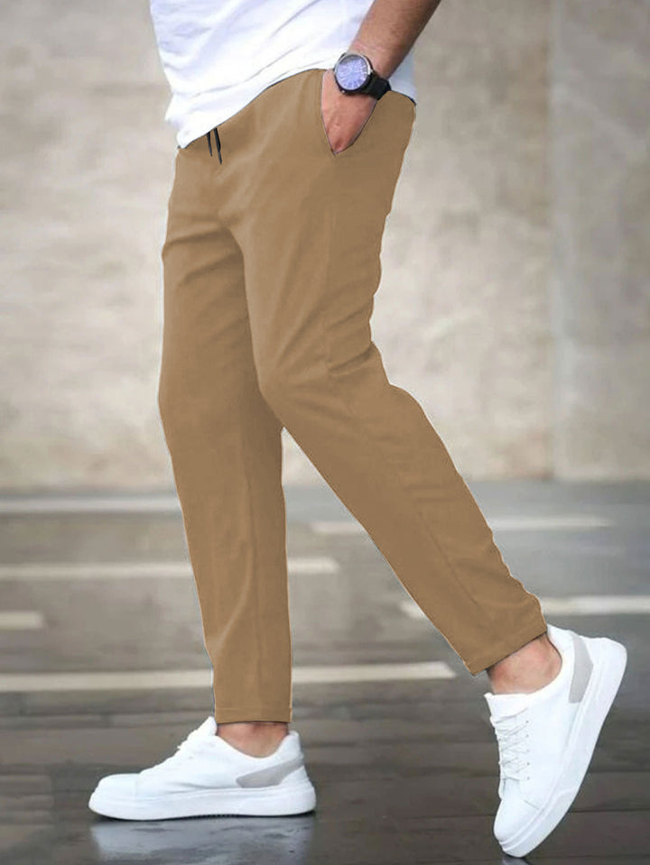 Men's Casual Chino Pants with Elastic Waistband Lisslune
