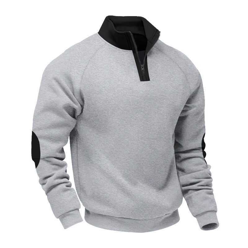 Men's sporty pullover with stand-up collar and practical zipper details Lisslune