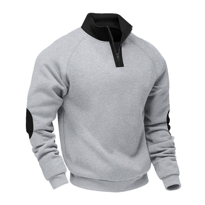 Men's sporty pullover with stand-up collar and practical zipper details Lisslune