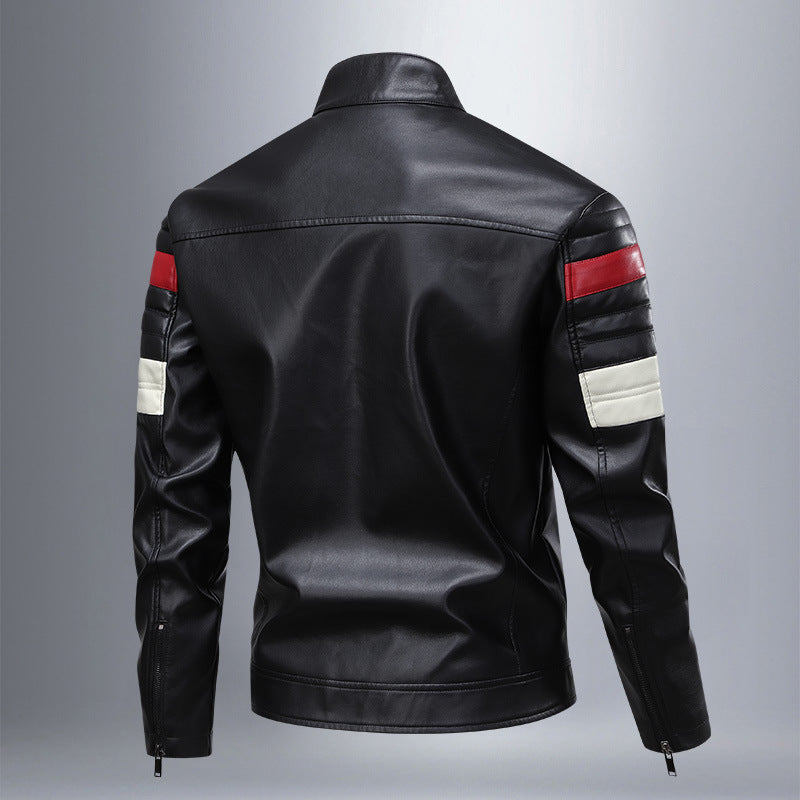 Men's Stylish Biker Jacket with Contrasting Details and Leather Accents Lisslune