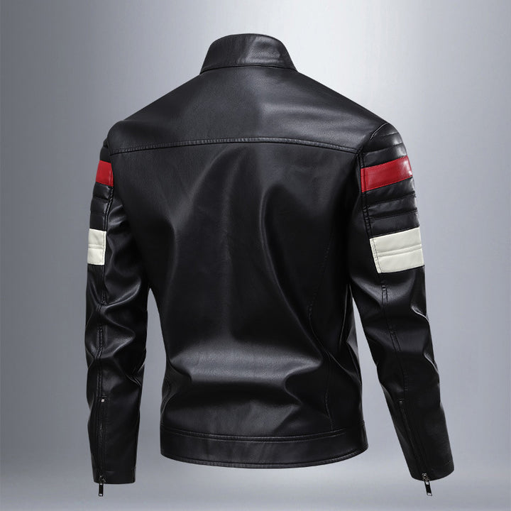 Men's Stylish Biker Jacket with Contrasting Details and Leather Accents Lisslune