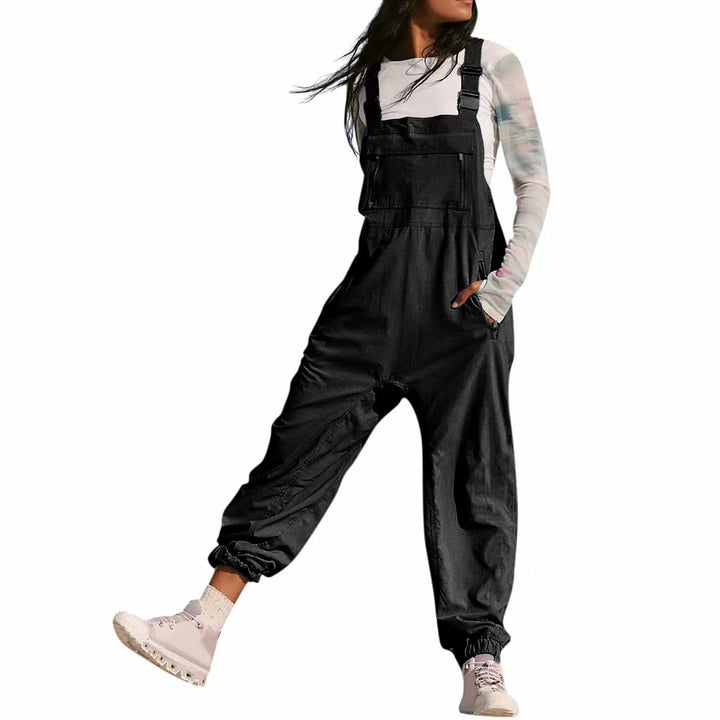 Women's Casual Jumpsuit with Practical Pockets and Elastic Hem Lisslune