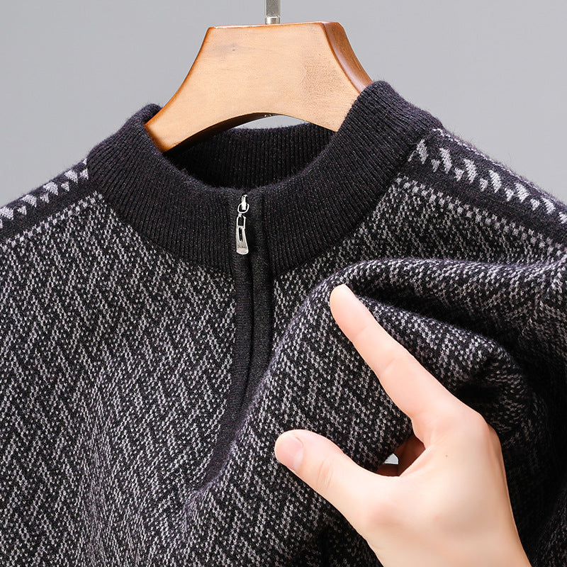 Men's High-Quality Sweater with Fine Zipper and Graphic Pattern Lisslune