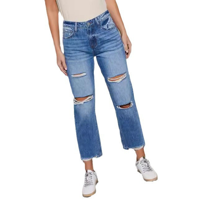Women's Destroyed Jeans in trendy Bootcut style Lisslune
