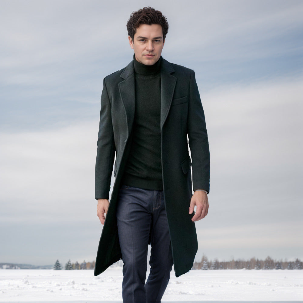 Men's elegant long Wool Blend Coat Lisslune