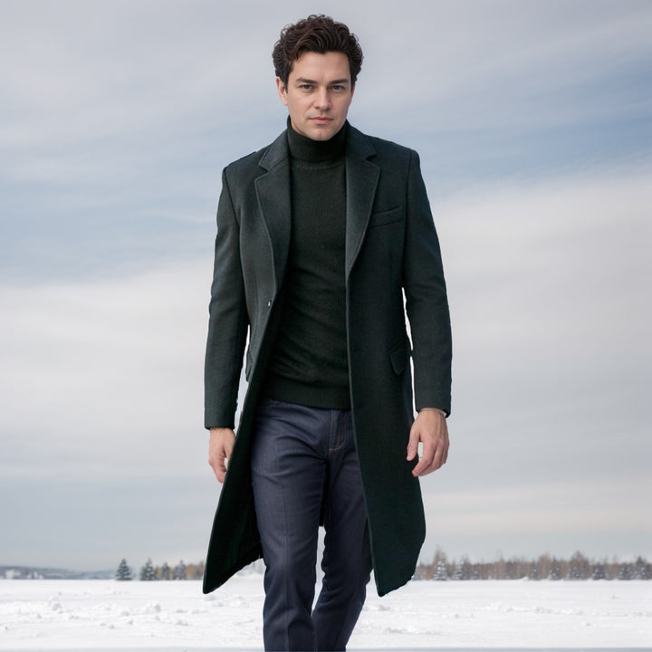 Men's elegant long Wool Blend Coat Lisslune