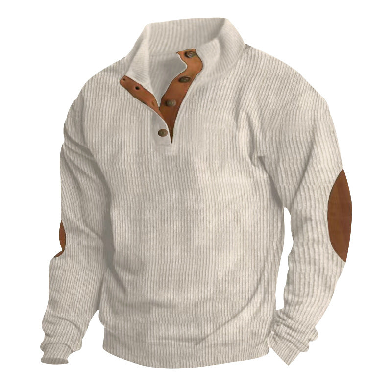 Men's Fashionable Sweater with Stand-Up Collar and Contrast Accents Lisslune