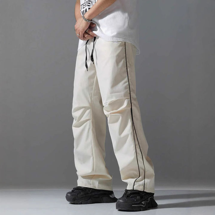 Men's Breathable Casual Pants with Side Stripe and Elastic Waistband Lisslune