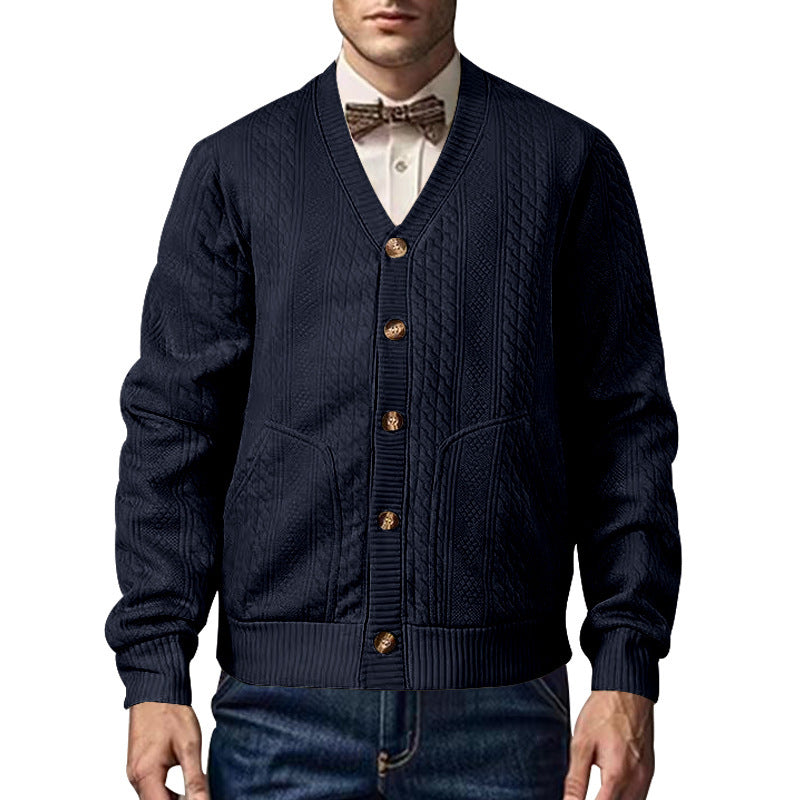 Men's cardigan with structured surface and practical pockets Lisslune