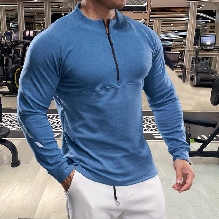 Men's Sporty Long Sleeve Shirt with Half Zipper Lisslune