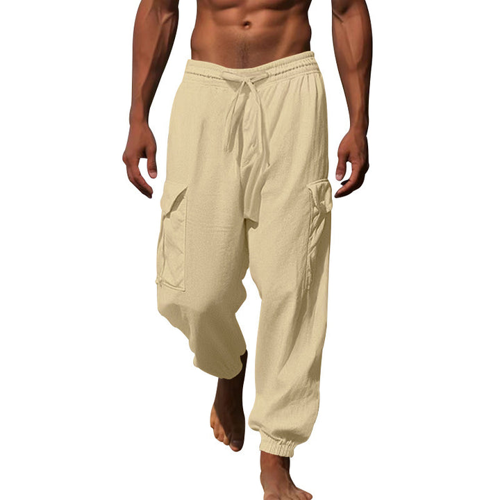 Men's Casual Cargo Pants with Adjustable Waistband and Practical Side Pockets Lisslune