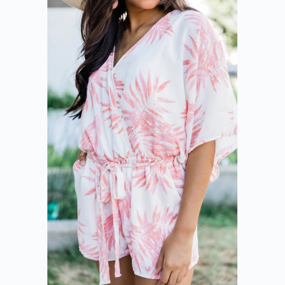 Ladies Romantic Beach Dress with casual cut and elastic waist drawstring