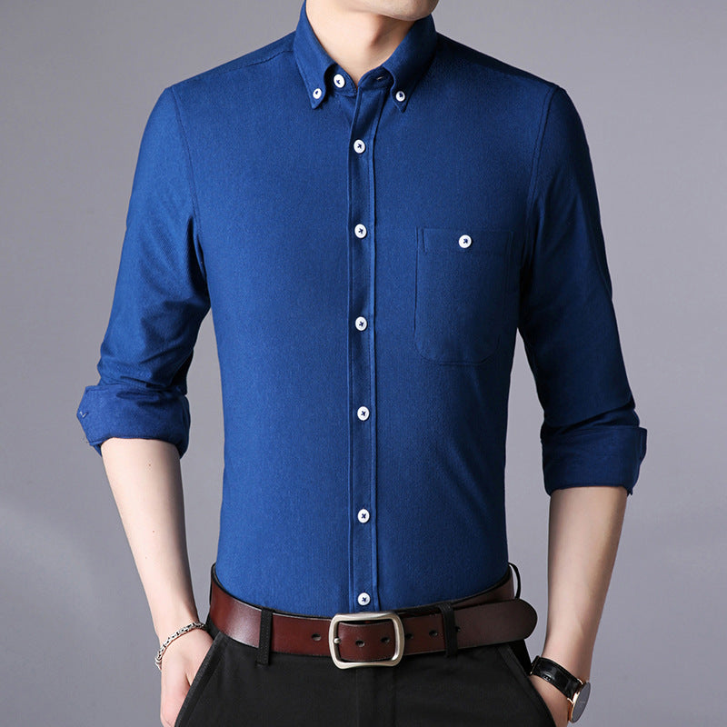 Men's long sleeve shirt with classic button-down collar Lisslune