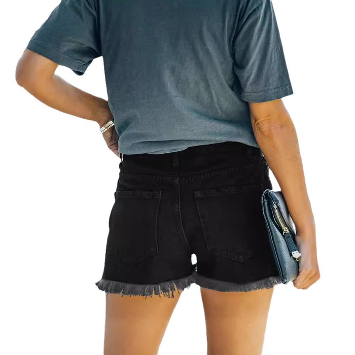 Women's Destroyed Denim Shorts with Creative Patch Details Lisslune
