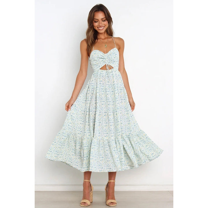Women’s maxi dress with sophisticated cut-out and flowing skirt Lune London