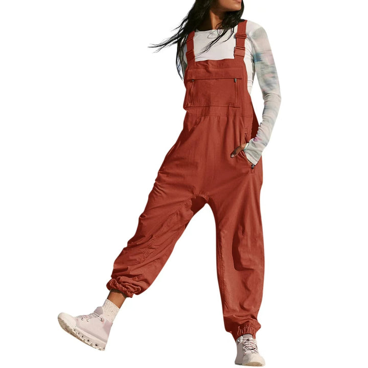 Women's Casual Jumpsuit with Practical Pockets and Elastic Hem Lisslune