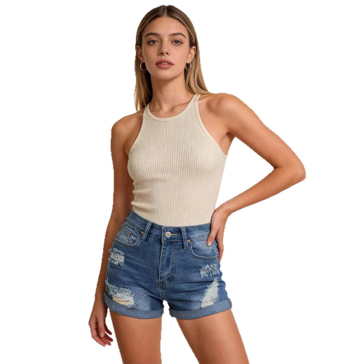 Women's Crop Top in classic check pattern with puff sleeves Lisslune