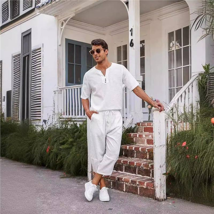 Men's Casual Tracksuit Set with Stylish Button Placket Design Lisslune