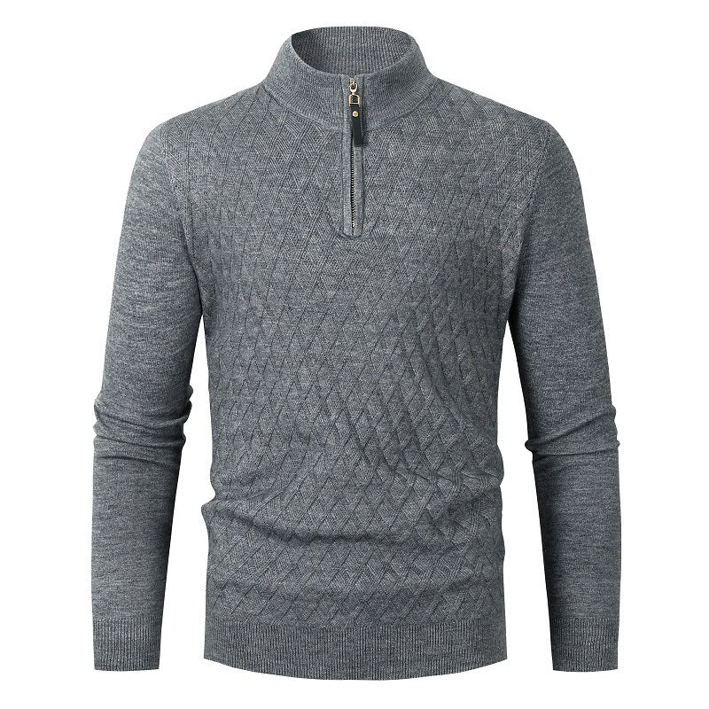 Men's knitted sweater with stand-up collar and zipper Lisslune