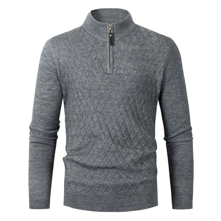 Men's knitted sweater with stand-up collar and zipper Lisslune