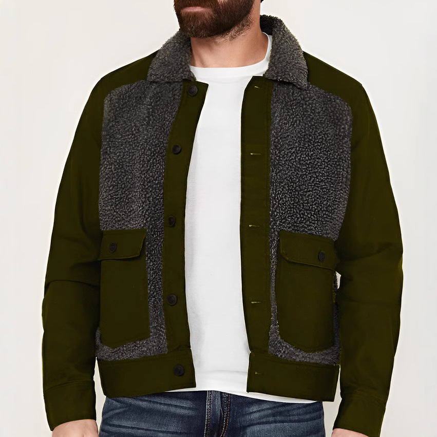 Men's casual fleece jacket with textured collar Lisslune