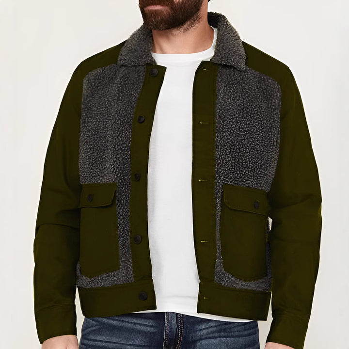 Men's casual fleece jacket with textured collar Lisslune