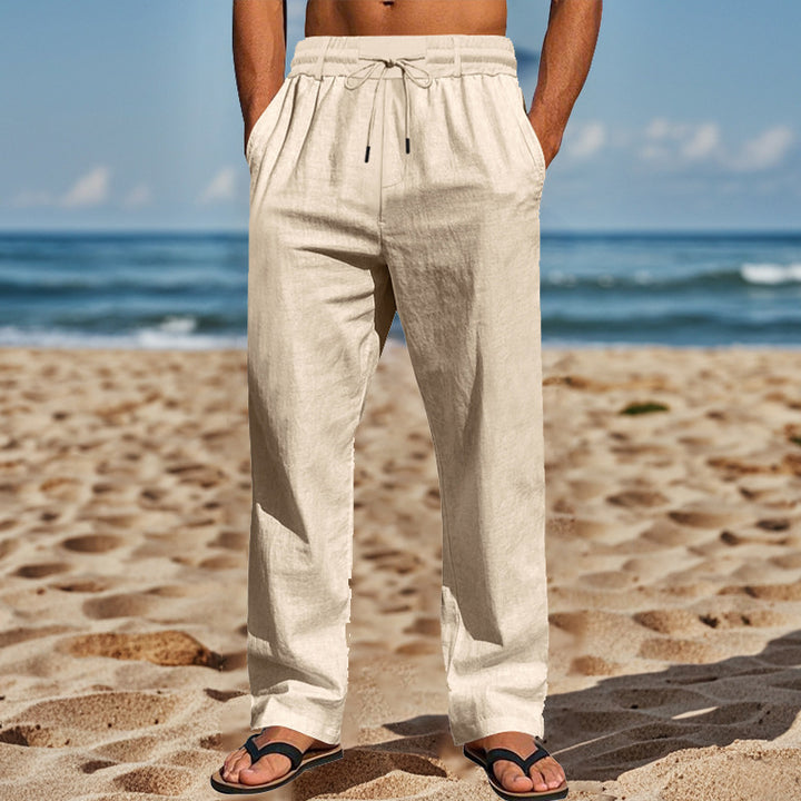 Men's Casual Beach Pants with Elastic Waist and Practical Side Pockets Lisslune