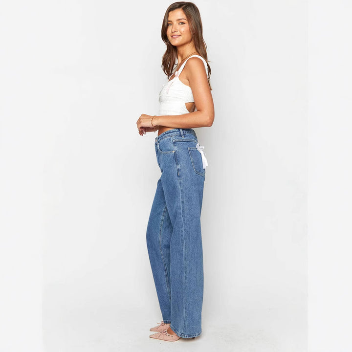 Women's High Waist Jeans with Wide Leg and Classic Cut Lisslune
