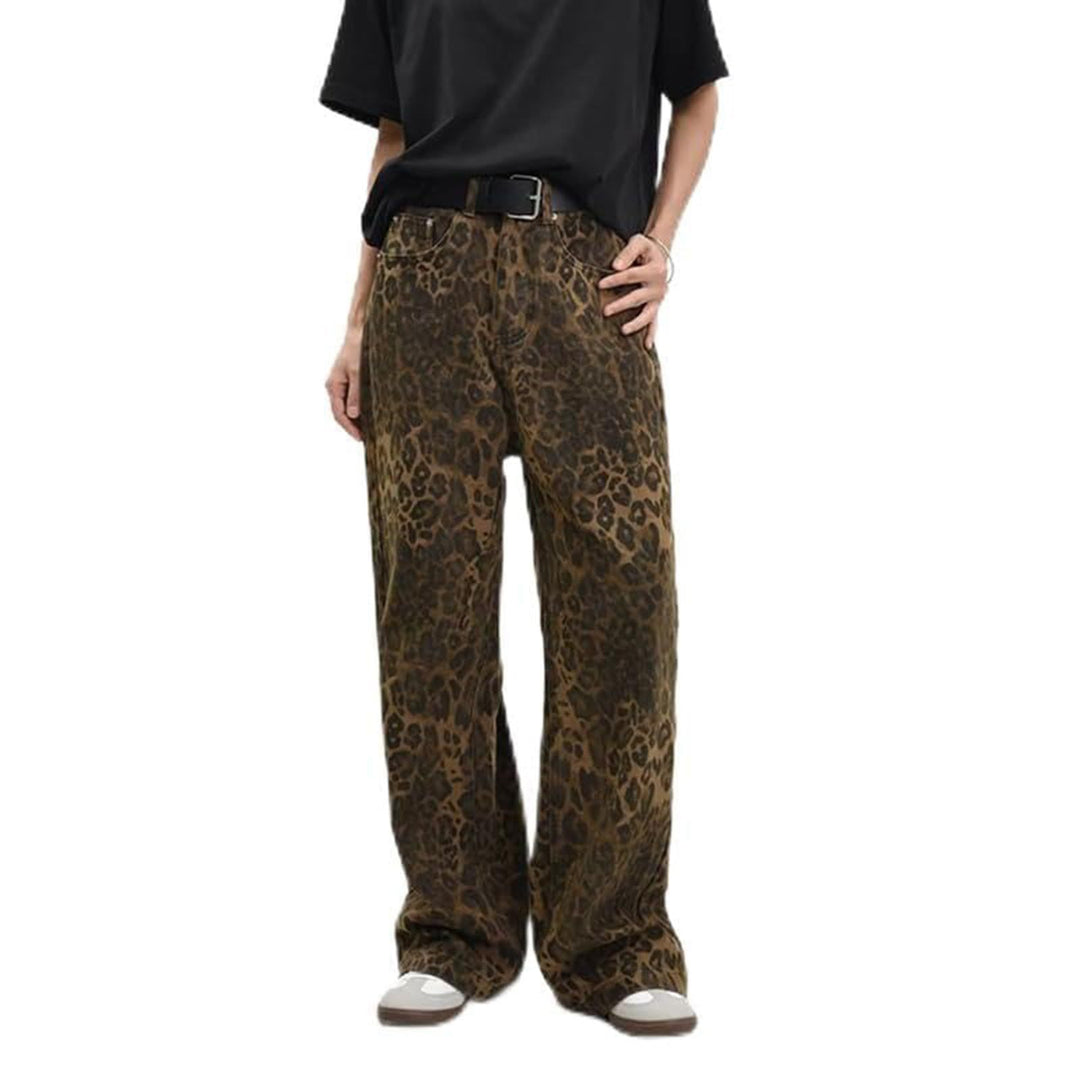 Women's leisure pants with leopard print and high waistband Lisslune