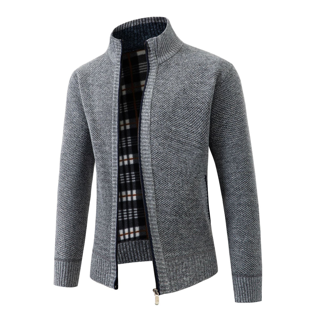 Men's cardigan with modern standing collar and classic inner lining Lisslune