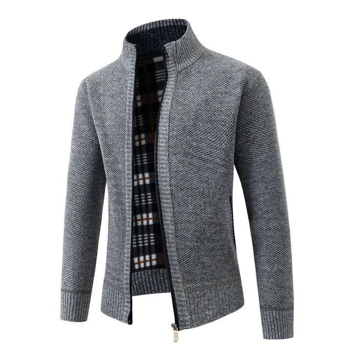 Men's cardigan with modern standing collar and classic inner lining Lisslune