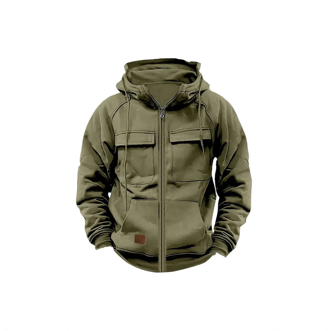 Men's fleece jacket with high collar and practical pockets Lisslune