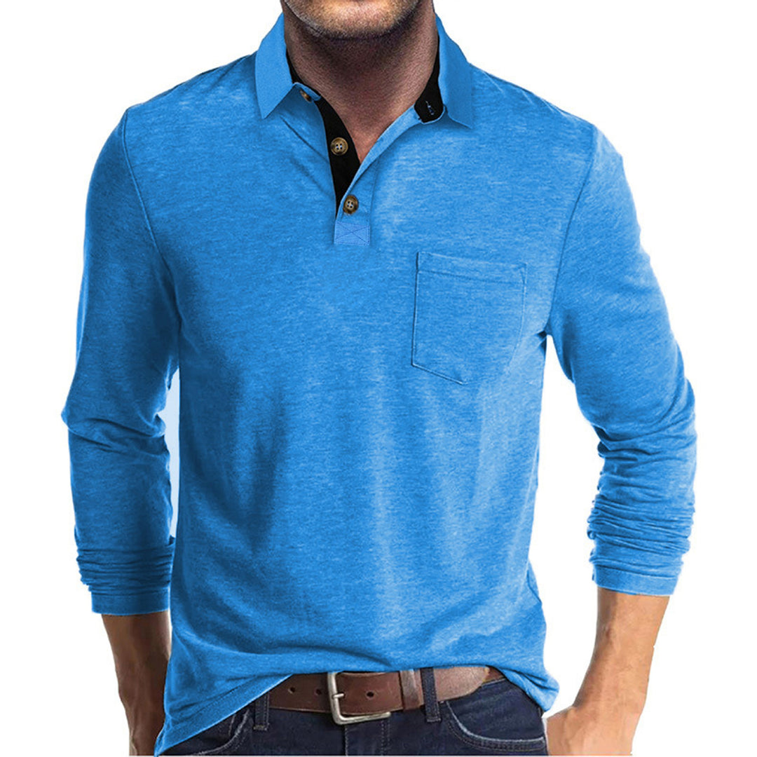 Men's elegant long sleeve polo shirt with modern collar and light stretch Lisslune