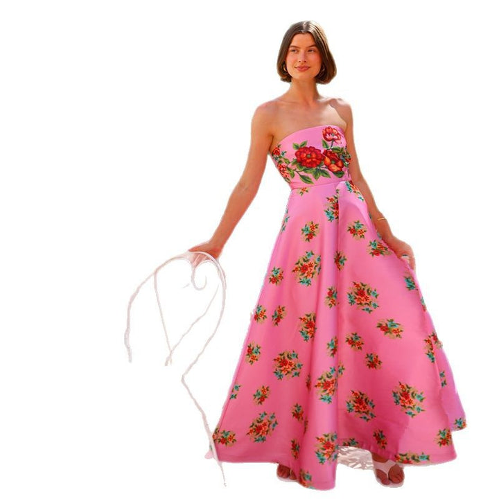Ladies ball gown with floral top and flowing skirt Lisslune