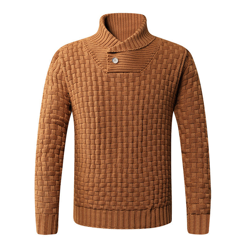 Men's knitted sweater with modern shawl collar and button details Lisslune