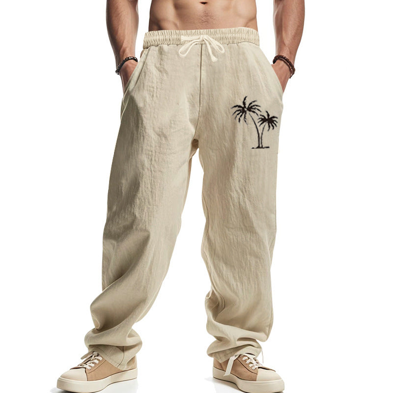 Men's Casual Leisure Pants with Side Logo Print Lisslune