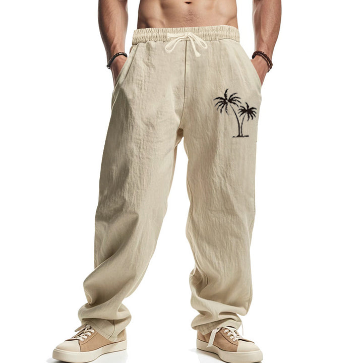 Men's Casual Leisure Pants with Side Logo Print Lisslune