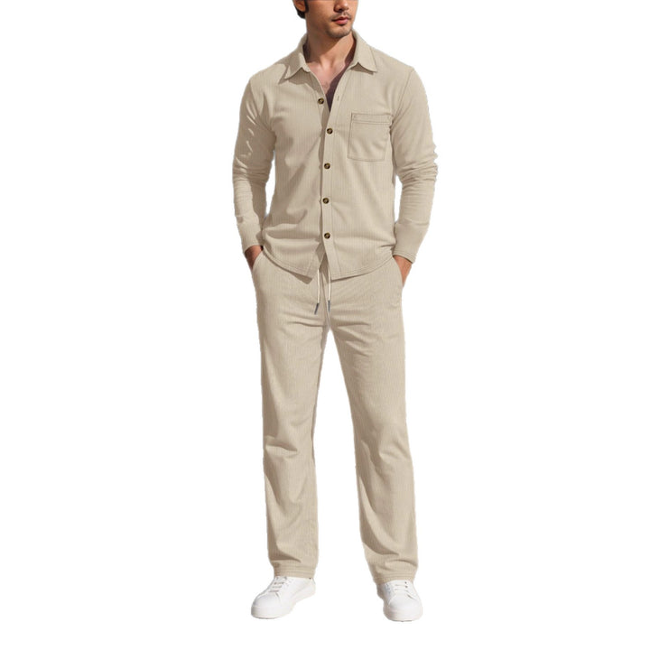 Men's stylish leisure suit set with comfortable cut and elegant button placket Lisslune