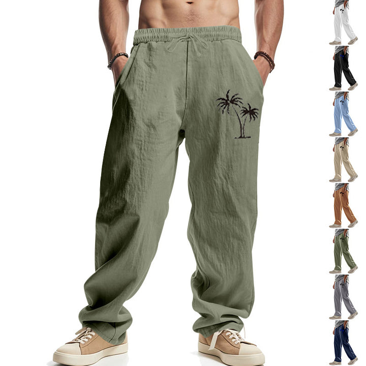 Men's Casual Leisure Pants with Side Logo Print Lisslune