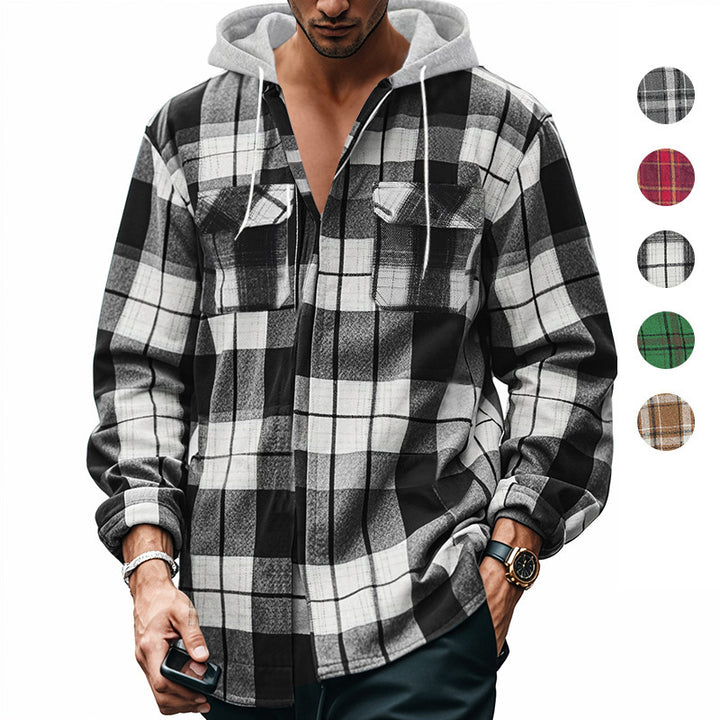 Men's shirt with hood in casual check pattern Lisslune