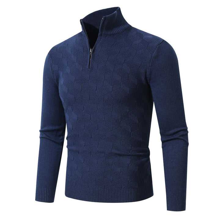 Men's stylish knitted sweater with half zipper and textured design Lisslune