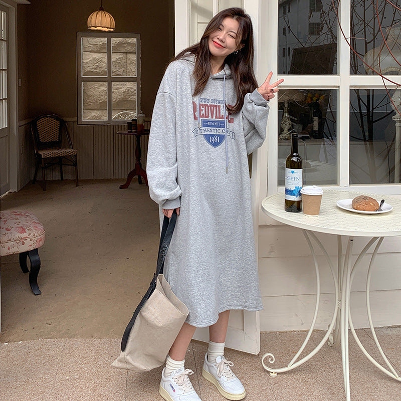 Women's hoodie dress with casual cut and stylish graphic print Lisslune