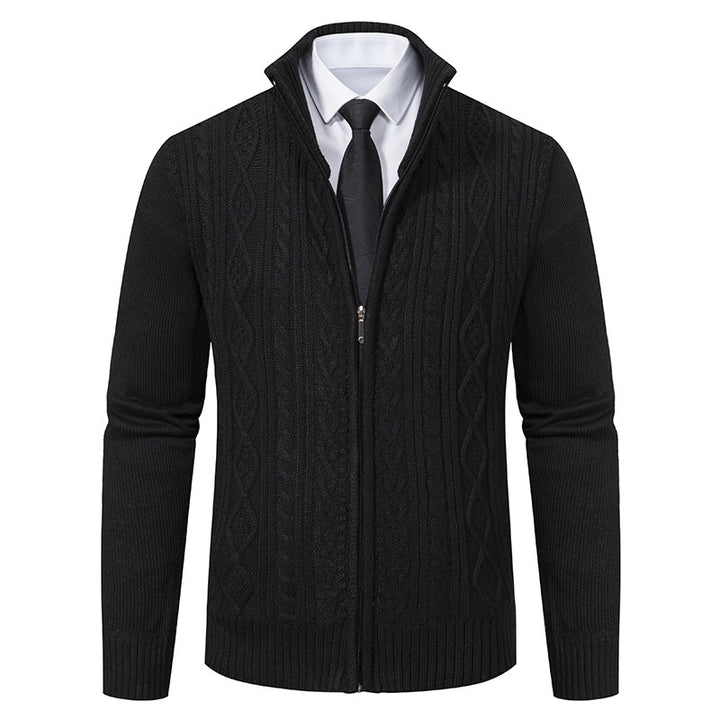 Men's cardigan with high collar and zipper Lisslune